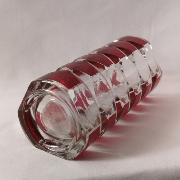 Vintage J G Durand Glass Vase 6.5" Tall, Clear with Red Design Made in France - Picture 4 of 4